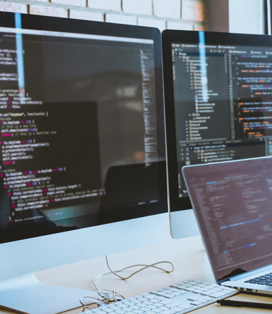 A man using software on his computer